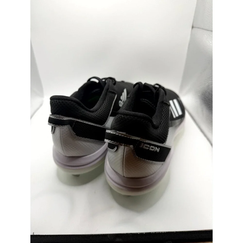 Adidas Icon 7 FZ1558‎ Mens 13.5 Black White Silver Lace Up Metal Baseball Cleats